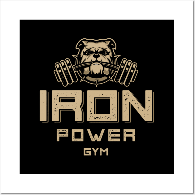 Bulldog Gym Mascot Illustration Wall Art by michony